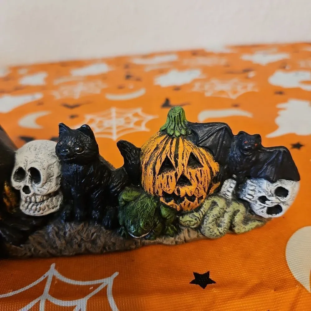 Vintage Nowel'ls Halloween Witch and Pumpkins Ceramic Figurine